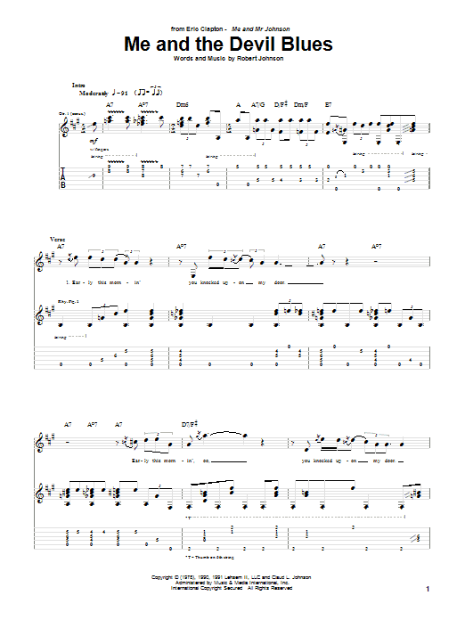 Learn to play Eric Clapton Me And The Devil Blues sheet music for Guitar Tab in minutes. Eric Clapton Me And The Devil Blues sheet music preview music notes and score for Guitar Tab including 4 page(s)