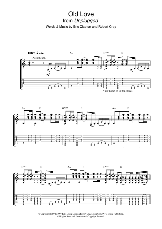 Learn to play Eric Clapton Old Love (unplugged) sheet music for Guitar Tab in minutes. Eric Clapton Old Love (unplugged) sheet music notes and chords