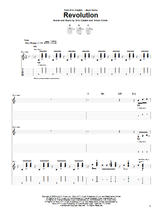 Learn to play Eric Clapton Revolution sheet music for Guitar Tab in minutes. Eric Clapton Revolution sheet music preview music notes and score for Guitar Tab including 12 page(s)