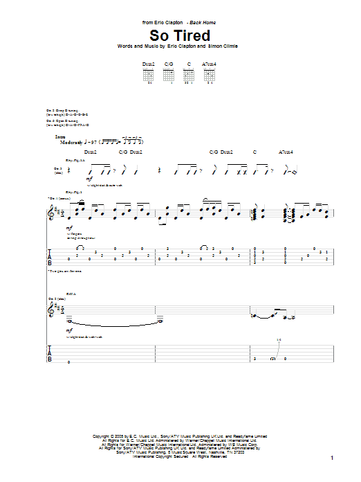 Learn to play Eric Clapton So Tired sheet music for Guitar Tab in minutes. Eric Clapton So Tired sheet music preview music notes and score for Guitar Tab including 19 page(s)