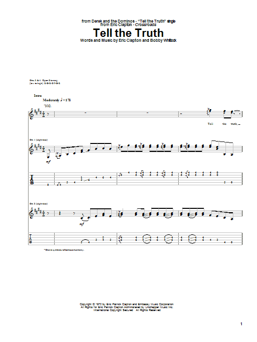 Learn to play Eric Clapton Tell The Truth sheet music for Lyrics & Chords in minutes. Eric Clapton Tell The Truth sheet music notes and chords