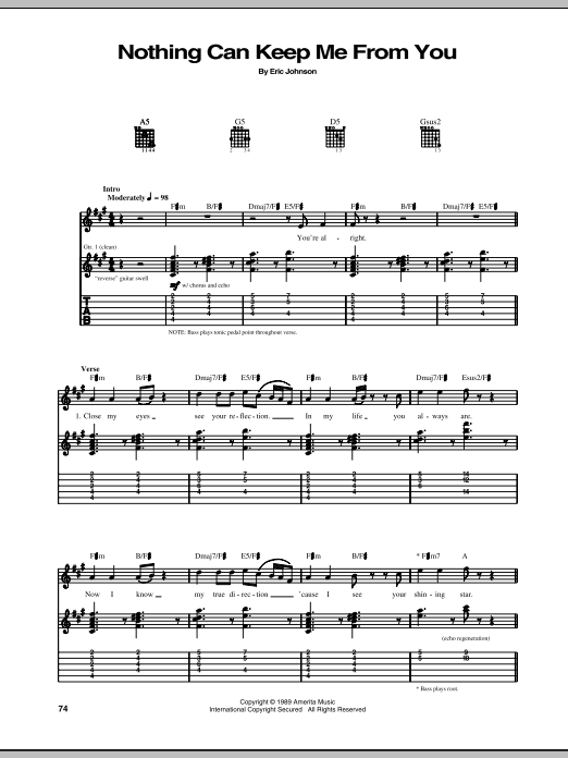 Learn to play Eric Johnson Nothing Can Keep Me From You sheet music for Guitar Tab in minutes. Eric Johnson Nothing Can Keep Me From You sheet music preview music notes and score for Guitar Tab including 11 page(s)
