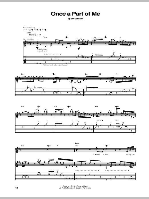 Learn to play Eric Johnson Once A Part Of Me sheet music for Guitar Tab in minutes. Eric Johnson Once A Part Of Me sheet music preview music notes and score for Guitar Tab including 10 page(s)
