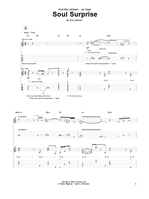 Eric Johnson Soul Surprise sheet music preview music notes and score for Guitar Tab including 39 page(s)