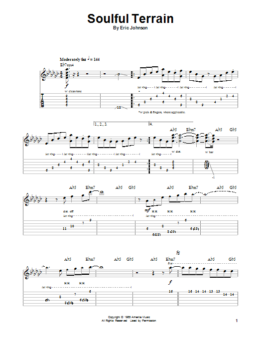 Learn to play Eric Johnson Soulful Terrain sheet music for Guitar Tab in minutes. Eric Johnson Soulful Terrain sheet music preview music notes and score for Guitar Tab including 8 page(s)