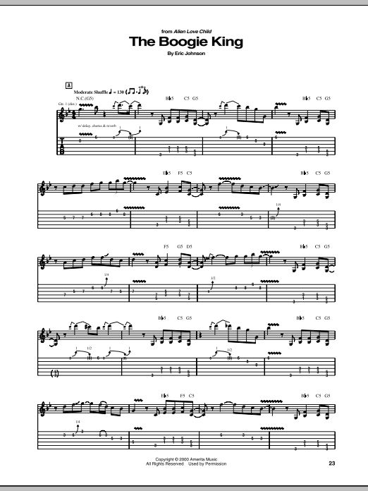 Learn to play Eric Johnson The Boogie King sheet music for Guitar Tab in minutes. Eric Johnson The Boogie King sheet music preview music notes and score for Guitar Tab including 7 page(s)