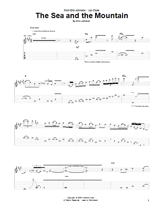 Learn to play Eric Johnson The Sea And The Mountain sheet music for Guitar Tab in minutes. Eric Johnson The Sea And The Mountain sheet music preview music notes and score for Guitar Tab including 3 page(s)
