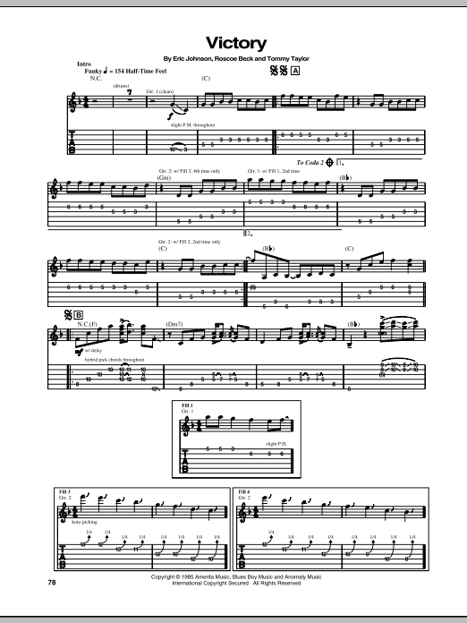 Learn to play Eric Johnson Victory sheet music for Guitar Tab in minutes. Eric Johnson Victory sheet music preview music notes and score for Guitar Tab including 8 page(s)