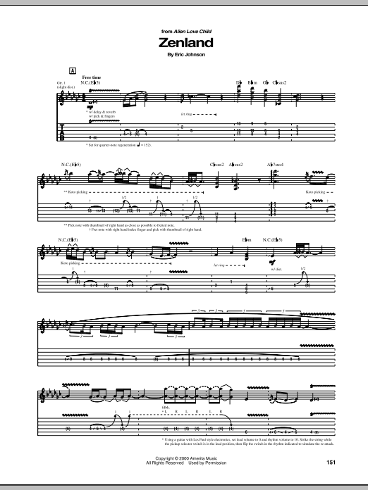 Learn to play Eric Johnson Zenland sheet music for Guitar Tab in minutes. Eric Johnson Zenland sheet music preview music notes and score for Guitar Tab including 10 page(s)