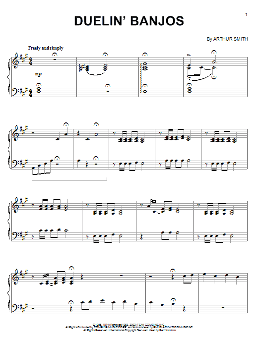 Learn to play Eric Weissberg & Steve Mandell Duelin' Banjos sheet music for Piano in minutes. Eric Weissberg & Steve Mandell Duelin' Banjos sheet music notes and chords