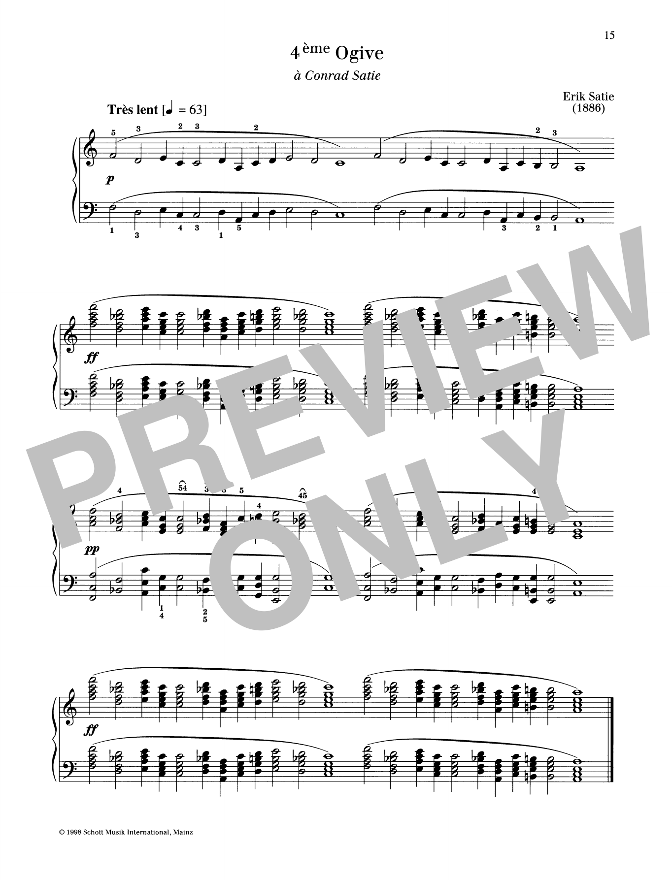 Learn to play Erik Satie 4ème Ogive sheet music for Piano Solo in minutes. Erik Satie 4ème Ogive sheet music preview music notes and score for Piano Solo including 1 page(s)