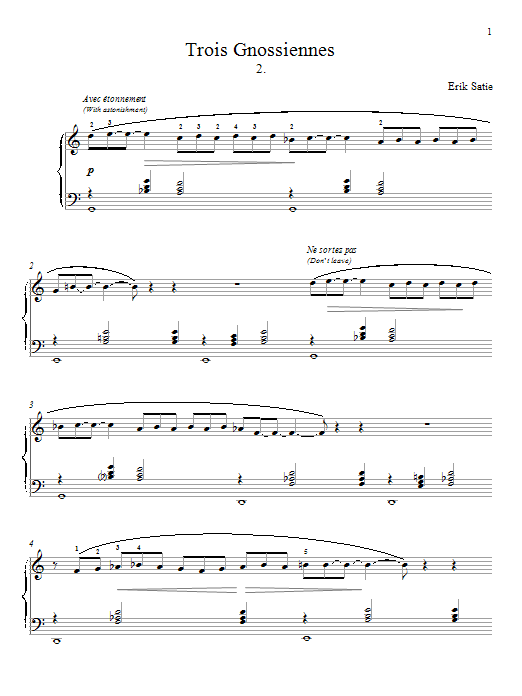 Learn to play Erik Satie Gnossienne No. 2 sheet music for Piano in minutes. Erik Satie Gnossienne No. 2 sheet music notes and chords