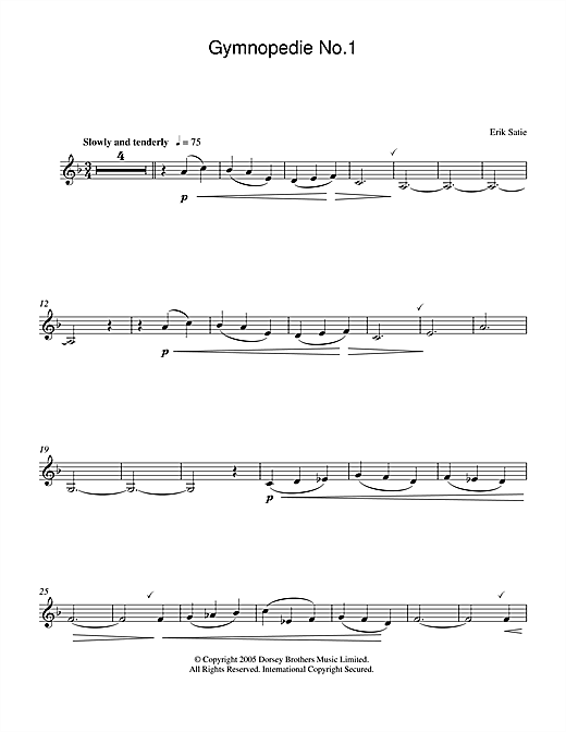 Erik Satie Gymnopedie No. 1 sheet music preview music notes and score for Piano including 3 page(s)