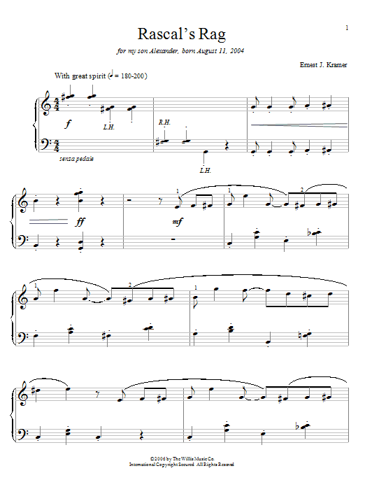 Learn to play Ernest J. Kramer Rascal's Rag sheet music for Easy Piano in minutes. Ernest J. Kramer Rascal's Rag sheet music preview music notes and score for Easy Piano including 3 page(s)