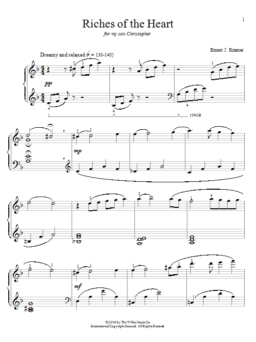 Learn to play Ernest J. Kramer Riches Of The Heart sheet music for Easy Piano in minutes. Ernest J. Kramer Riches Of The Heart sheet music preview music notes and score for Easy Piano including 4 page(s)