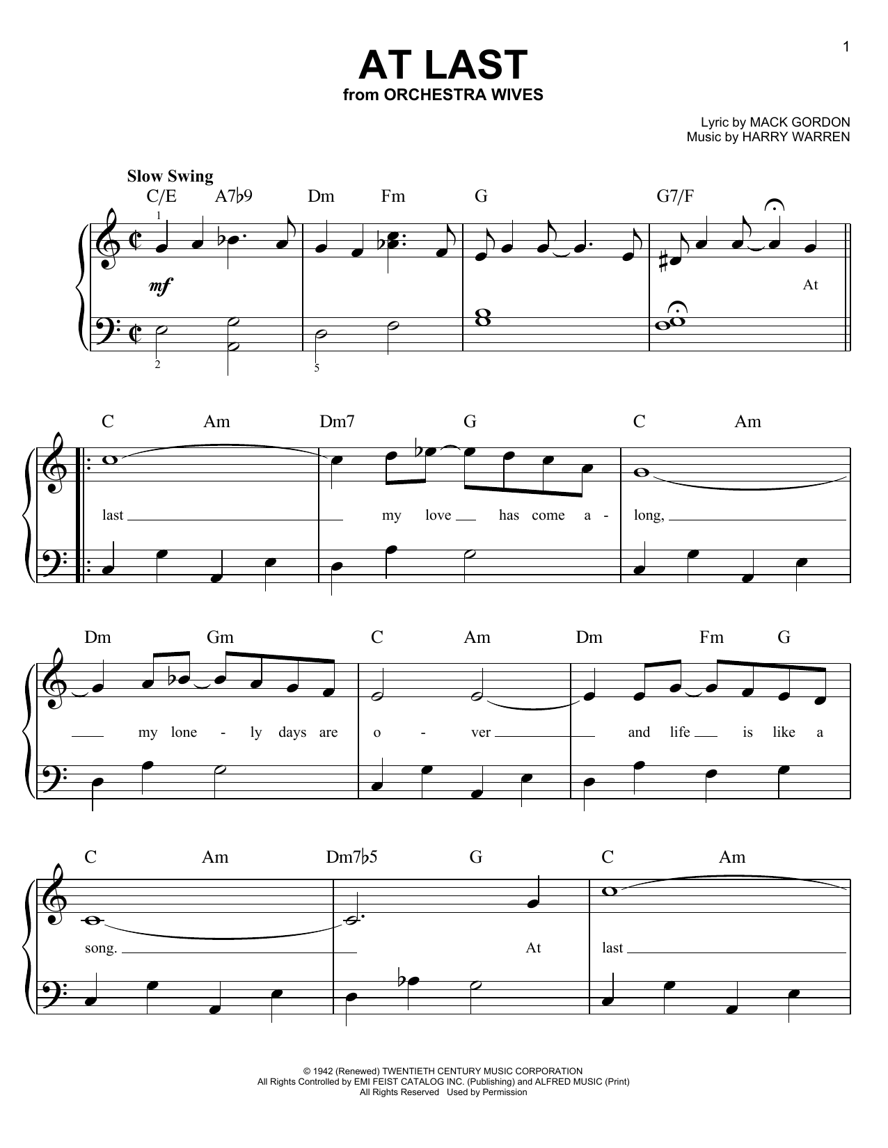 Learn to play Etta James At Last sheet music for Piano, Vocal & Guitar (Right-Hand Melody) in minutes. Etta James At Last sheet music notes and chords