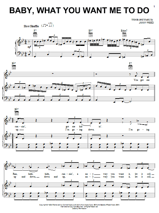 Learn to play Etta James Baby, What You Want Me To Do sheet music for Piano, Vocal & Guitar (Right-Hand Melody) in minutes. Etta James Baby, What You Want Me To Do sheet music notes and chords