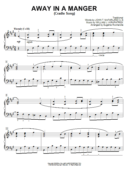 Learn to play Eugenie Rocherolle Away In A Manger sheet music for Piano in minutes. Eugenie Rocherolle Away In A Manger sheet music notes and chords