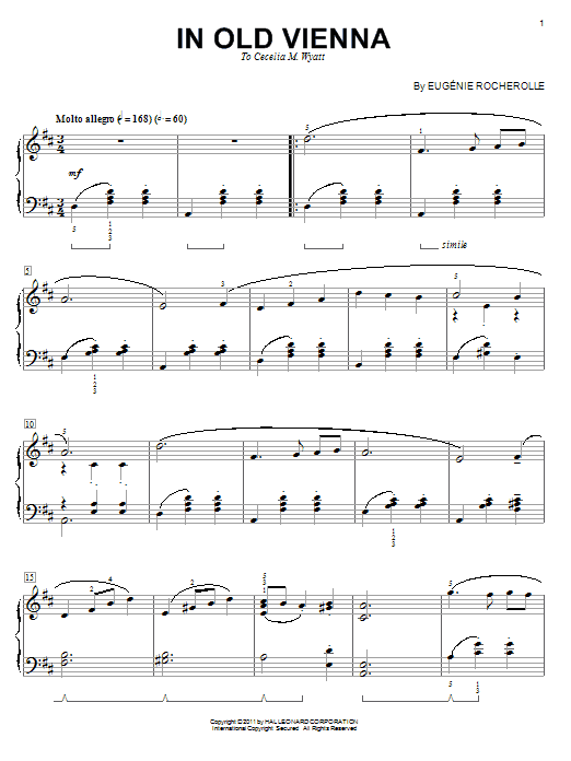 Learn to play Eugenie Rocherolle In Old Vienna sheet music for Piano in minutes. Eugenie Rocherolle In Old Vienna sheet music preview music notes and score for Piano including 3 page(s)
