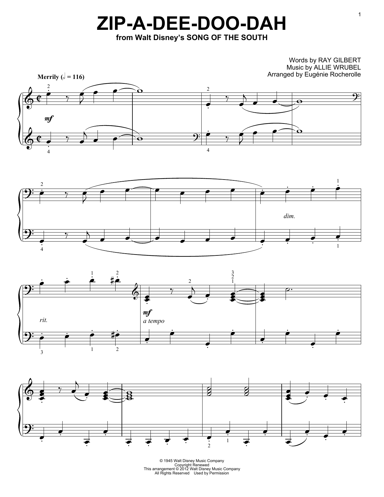 Learn to play Ray Gilbert Zip-A-Dee-Doo-Dah sheet music for Piano in minutes. Ray Gilbert Zip-A-Dee-Doo-Dah sheet music notes and chords