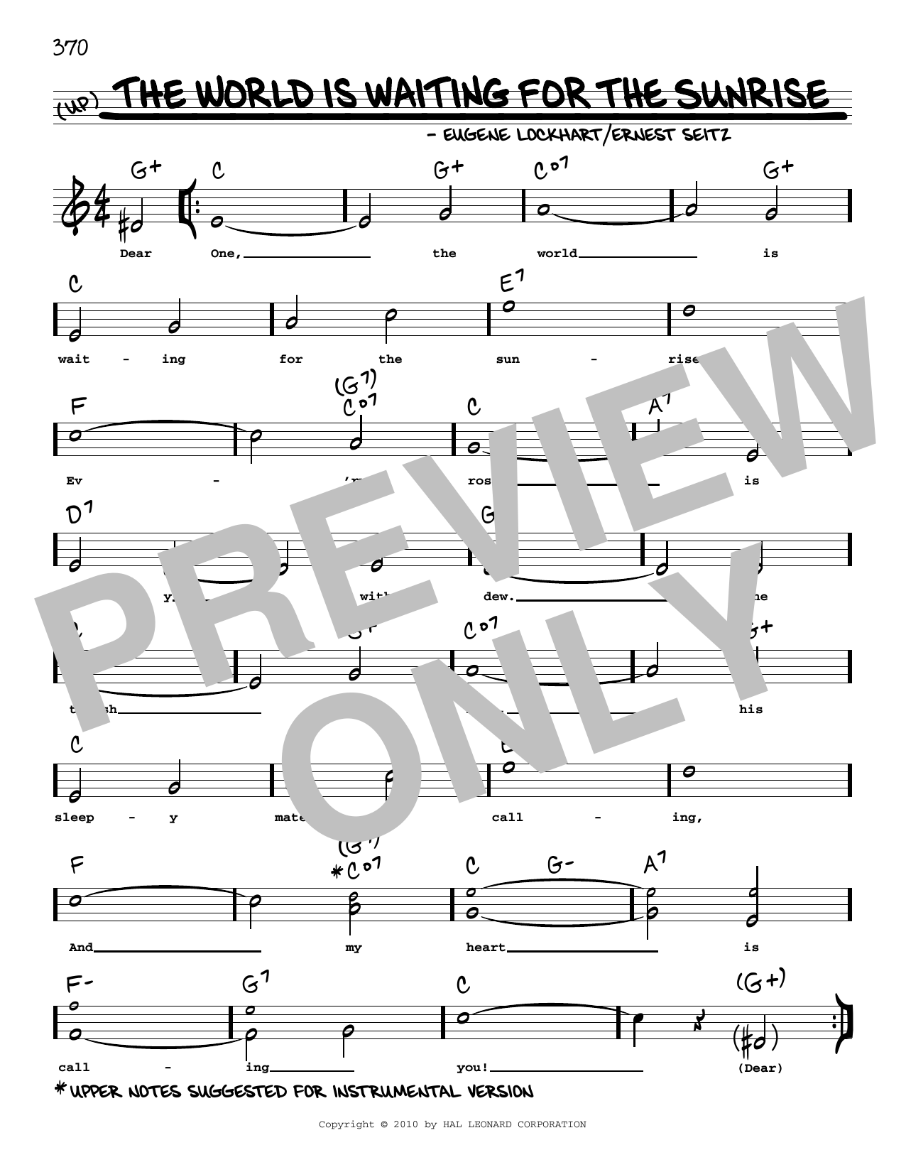 Eugene Lockhart The World Is Waiting For The Sunrise (arr. Robert Rawlins) sheet music, chords, lyrics - Printable PDF for Real Book – Melody, Lyrics & Chords