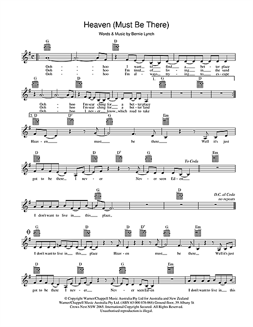 Learn to play Eurogliders Heaven (Must Be There) sheet music for Melody Line, Lyrics & Chords in minutes. Eurogliders Heaven (Must Be There) sheet music preview music notes and score for Melody Line, Lyrics & Chords including 2 page(s)