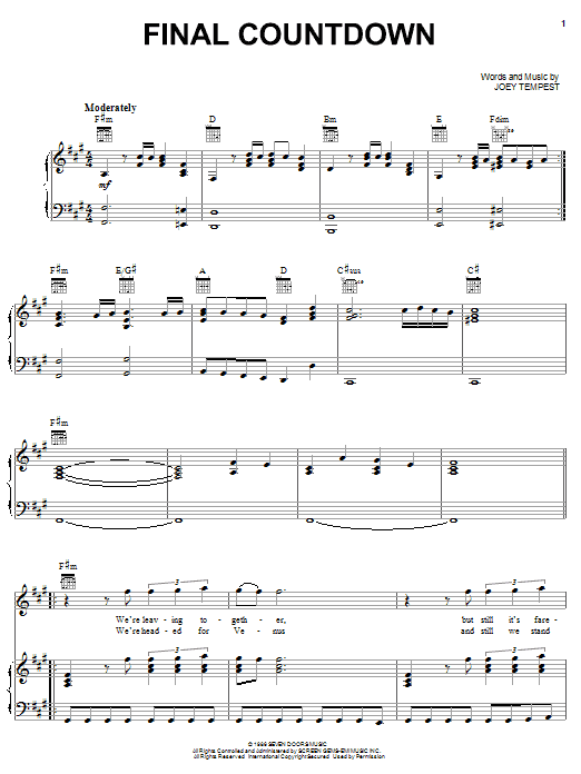 Learn to play Europe Final Countdown sheet music for Easy Guitar Tab in minutes. Europe Final Countdown sheet music preview music notes and score for Easy Guitar Tab including 4 page(s)