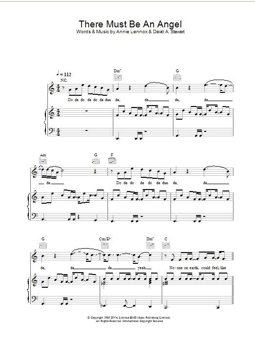 Learn to play Eurythmics There Must Be An Angel (Playing With My Heart) sheet music for Piano, Vocal & Guitar in minutes. Eurythmics There Must Be An Angel (Playing With My Heart) sheet music preview music notes and score for Piano, Vocal & Guitar including 8 page(s)