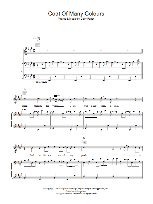 Learn to play Eva Cassidy Coat Of Many Colours sheet music for Piano, Vocal & Guitar in minutes. Eva Cassidy Coat Of Many Colours sheet music preview music notes and score for Piano, Vocal & Guitar including 6 page(s)