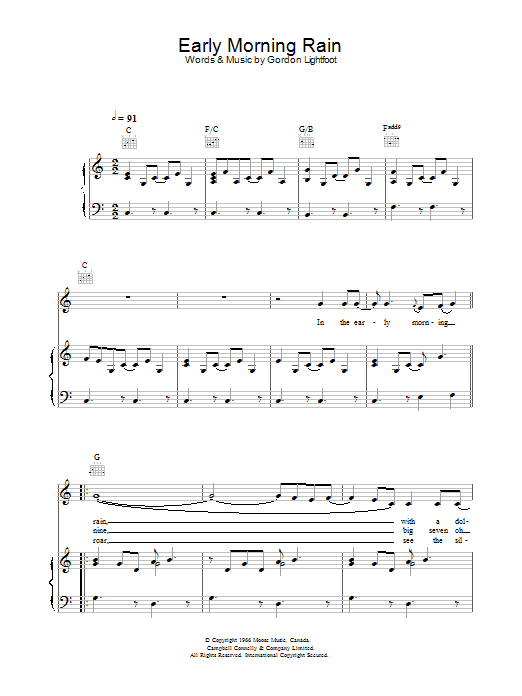 Learn to play Eva Cassidy Early Morning Rain sheet music for Piano, Vocal & Guitar in minutes. Eva Cassidy Early Morning Rain sheet music preview music notes and score for Piano, Vocal & Guitar including 5 page(s)