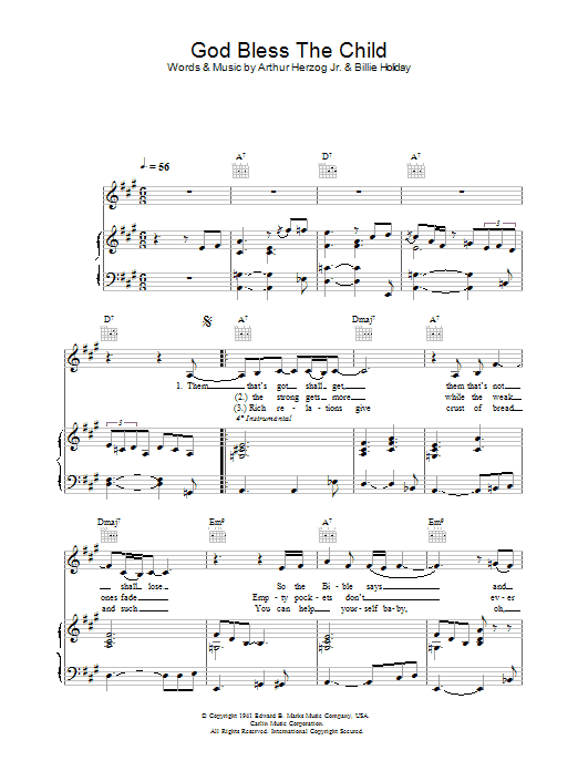 Learn to play Eva Cassidy God Bless' The Child sheet music for Piano, Vocal & Guitar in minutes. Eva Cassidy God Bless' The Child sheet music preview music notes and score for Piano, Vocal & Guitar including 5 page(s)