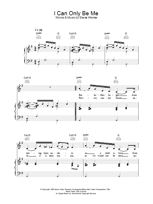 Eva Cassidy I Can Only Be Me sheet music preview music notes and score for Piano, Vocal & Guitar including 4 page(s)