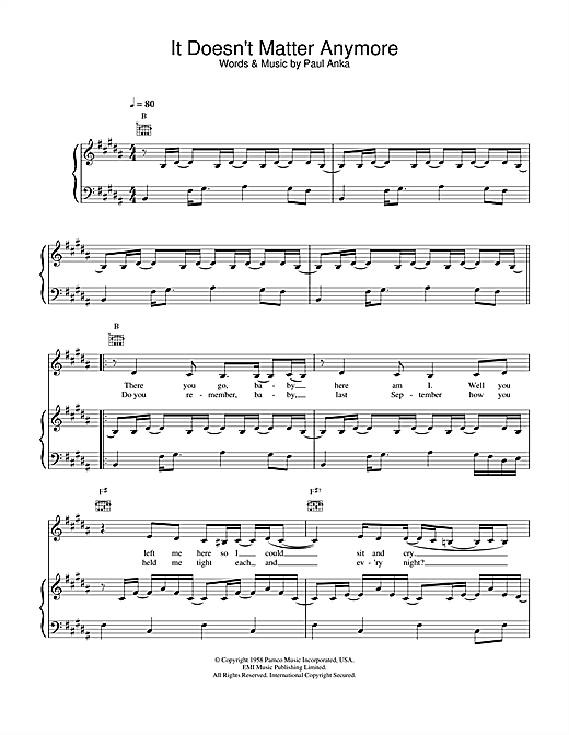 Learn to play Eva Cassidy It Doesn't Matter Anymore sheet music for Piano, Vocal & Guitar in minutes. Eva Cassidy It Doesn't Matter Anymore sheet music notes and chords
