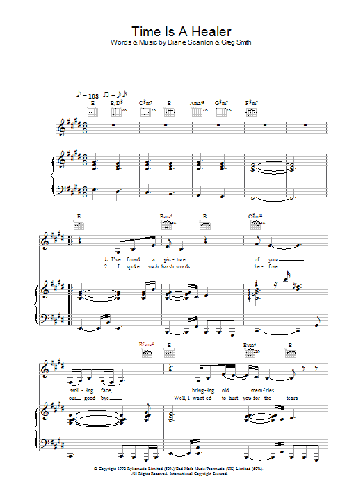 Eva Cassidy Time Is A Healer sheet music preview music notes and score for Piano, Vocal & Guitar including 6 page(s)