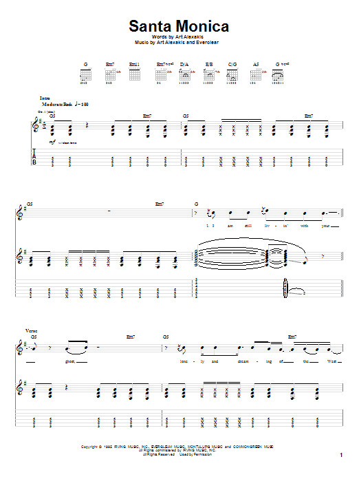 Learn to play Everclear Santa Monica sheet music for Guitar Tab in minutes. Everclear Santa Monica sheet music preview music notes and score for Guitar Tab including 9 page(s)
