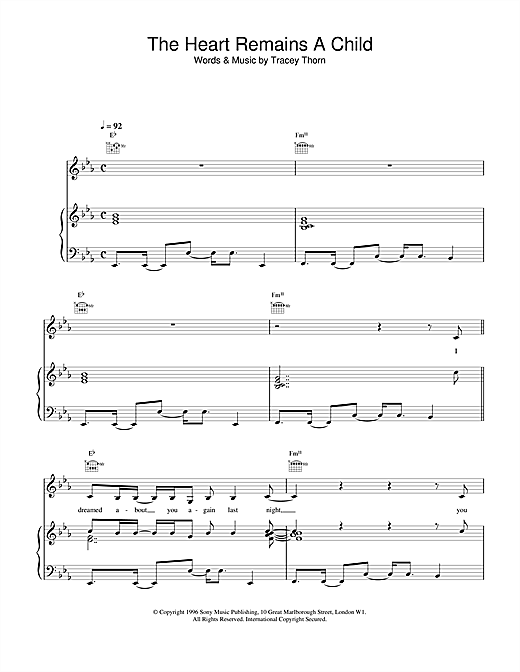 Learn to play Everything But The Girl The Heart Remains A Child sheet music for Piano, Vocal & Guitar (Right-Hand Melody) in minutes. Everything But The Girl The Heart Remains A Child sheet music notes and chords