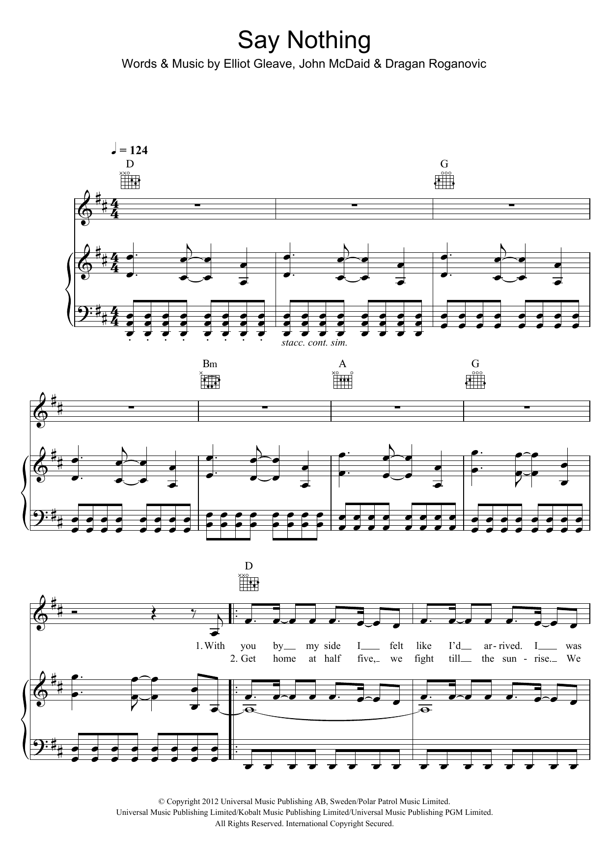 Example "Say Nothing" Sheet Music  Download Printable PDF Music