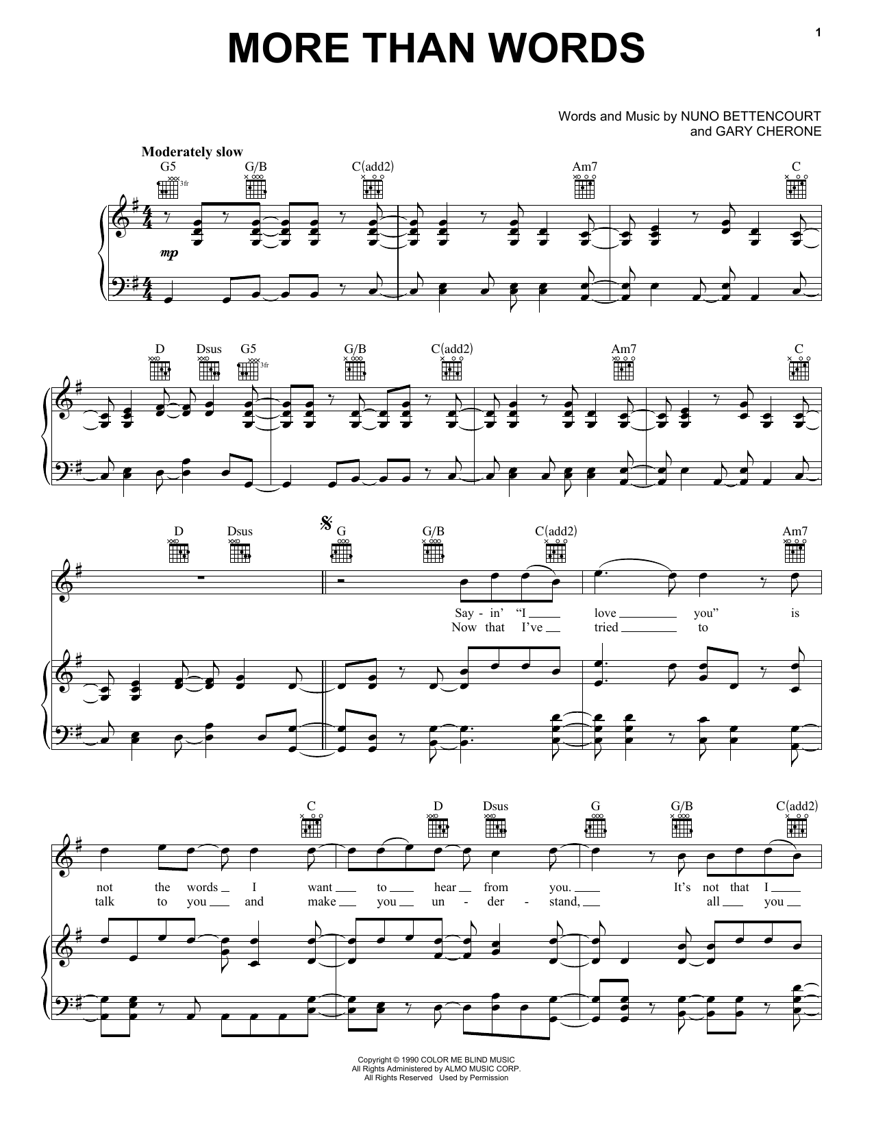 Learn to play Extreme More Than Words sheet music for Guitar Tab in minutes. Extreme More Than Words sheet music preview music notes and score for Guitar Tab including 13 page(s)