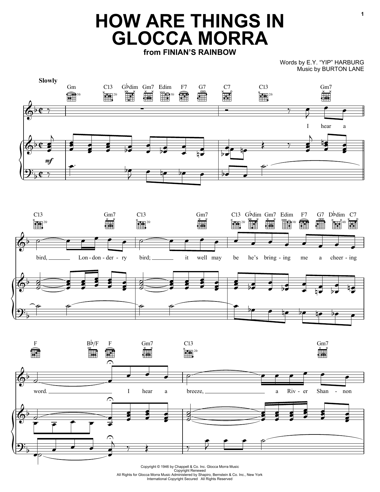 Download Ella Logan How Are Things In Glocca Morra sheet music notes and chords for Piano, Vocal & Guitar (Right-Hand Melody) - Download Printable PDF and start playing in minutes.