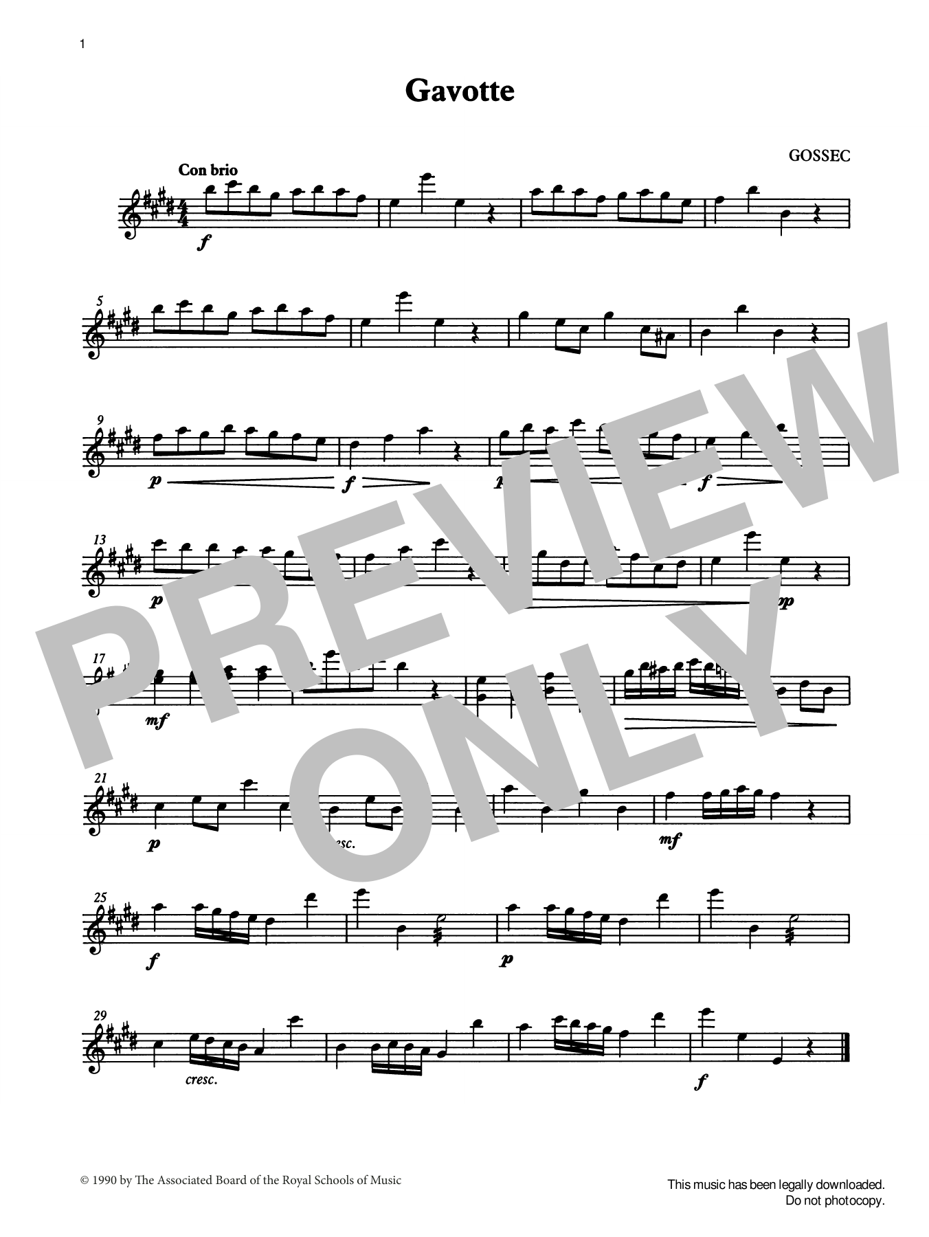 F. J Gossec Gavotte from Graded Music for Tuned Percussion, Book II sheet music, chords, lyrics - Printable PDF for Percussion Solo