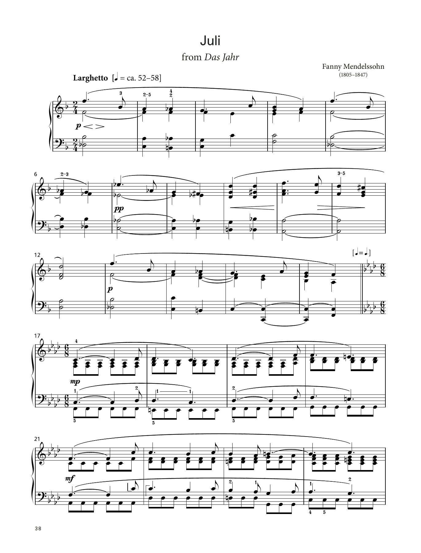 Fanny Mendelssohn Hensel Juli (LCME Piano 2018 Grade 7 List A) sheet music, chords, lyrics - Printable PDF for Piano Solo