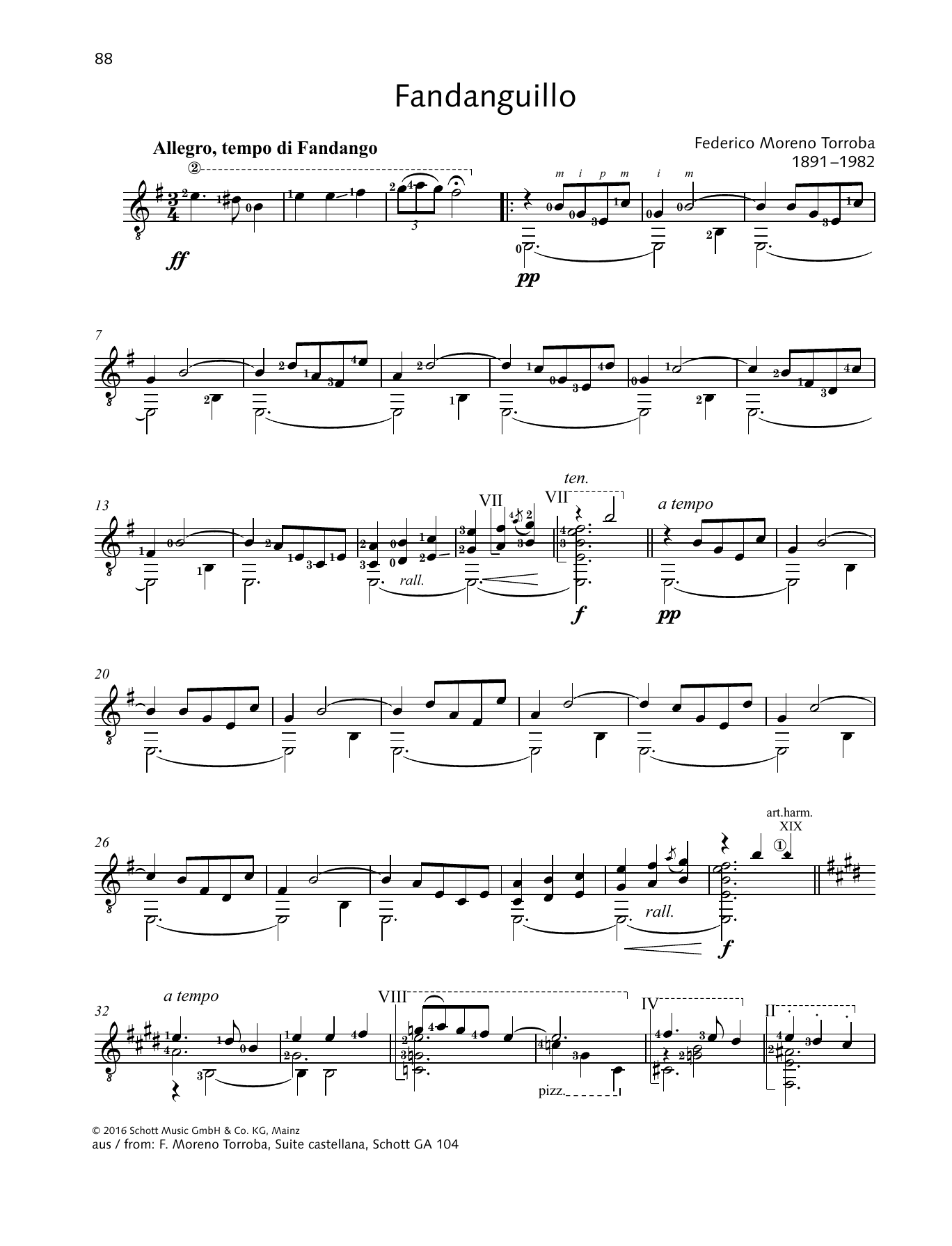 Federico Moreno-Torroba Fandanguillo sheet music, chords, lyrics - Printable PDF for Solo Guitar Tab