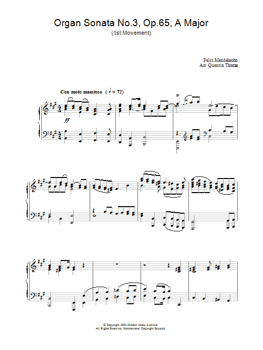 Learn to play Felix Mendelssohn Organ Sonata No.3, Op.65, A Major sheet music for Piano in minutes. Felix Mendelssohn Organ Sonata No.3, Op.65, A Major sheet music preview music notes and score for Piano including 2 page(s)
