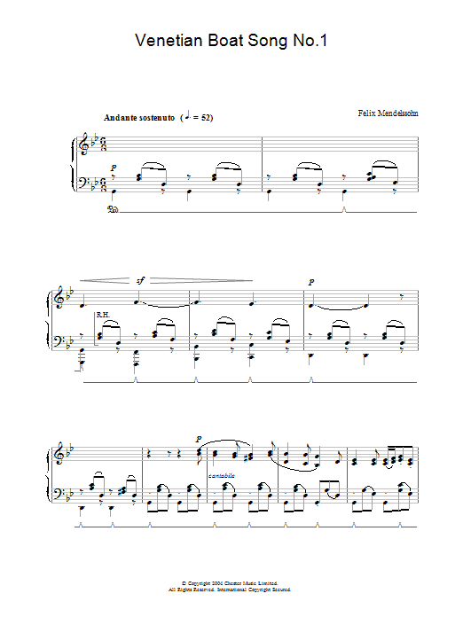 Learn to play Felix Mendelssohn Venetian Boat Song No.1 sheet music for Piano in minutes. Felix Mendelssohn Venetian Boat Song No.1 sheet music preview music notes and score for Piano including 3 page(s)