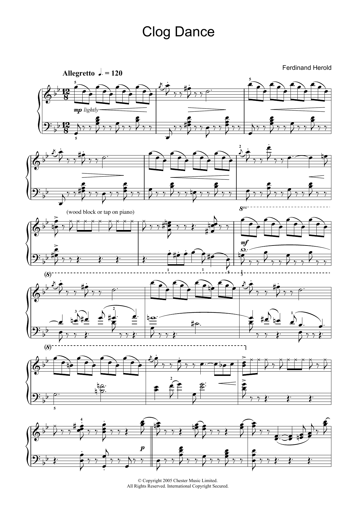 Ferdinand Herold Clog Dance from La Fille Mal Gardée sheet music preview music notes and score for Piano including 3 page(s)