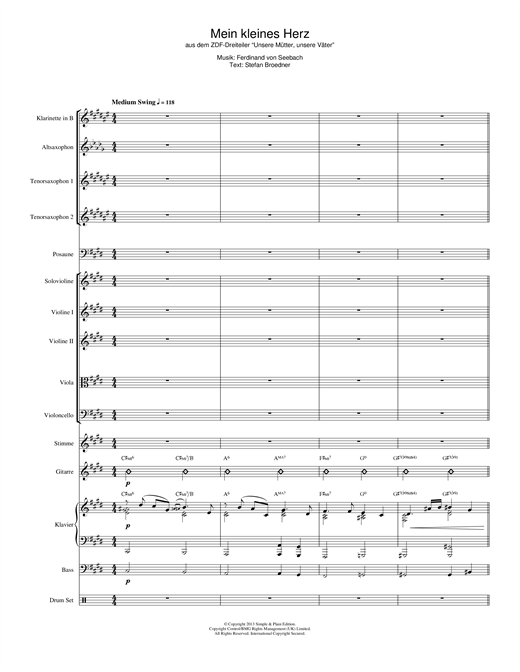 Ferdinand Von Seebach Mein Kleines Herz sheet music, chords, lyrics - Printable PDF for Big Band & Concert Band