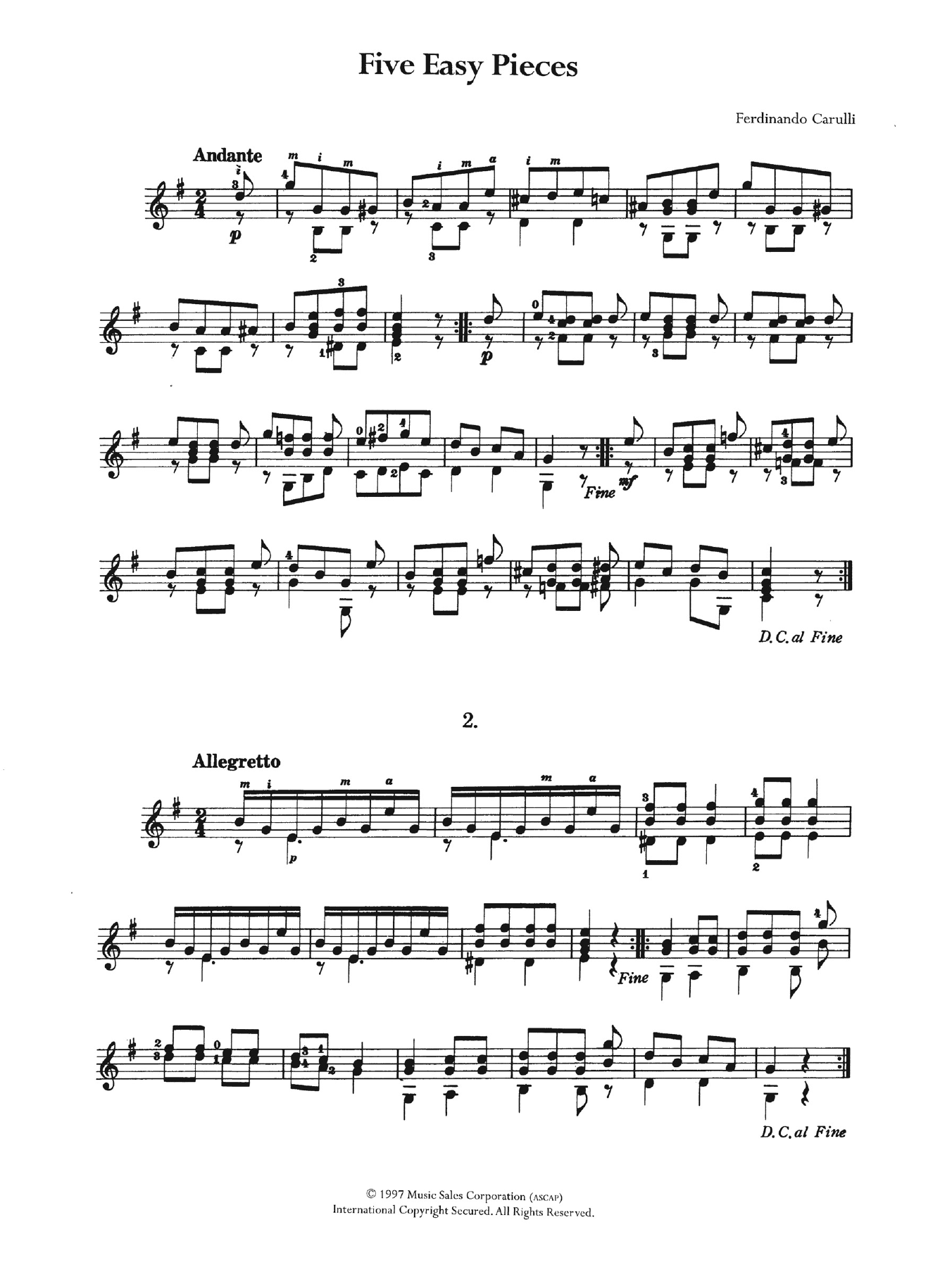 Learn to play Ferdinando Carulli Five Easy Pieces sheet music for Guitar in minutes. Ferdinando Carulli Five Easy Pieces sheet music preview music notes and score for Guitar including 4 page(s)