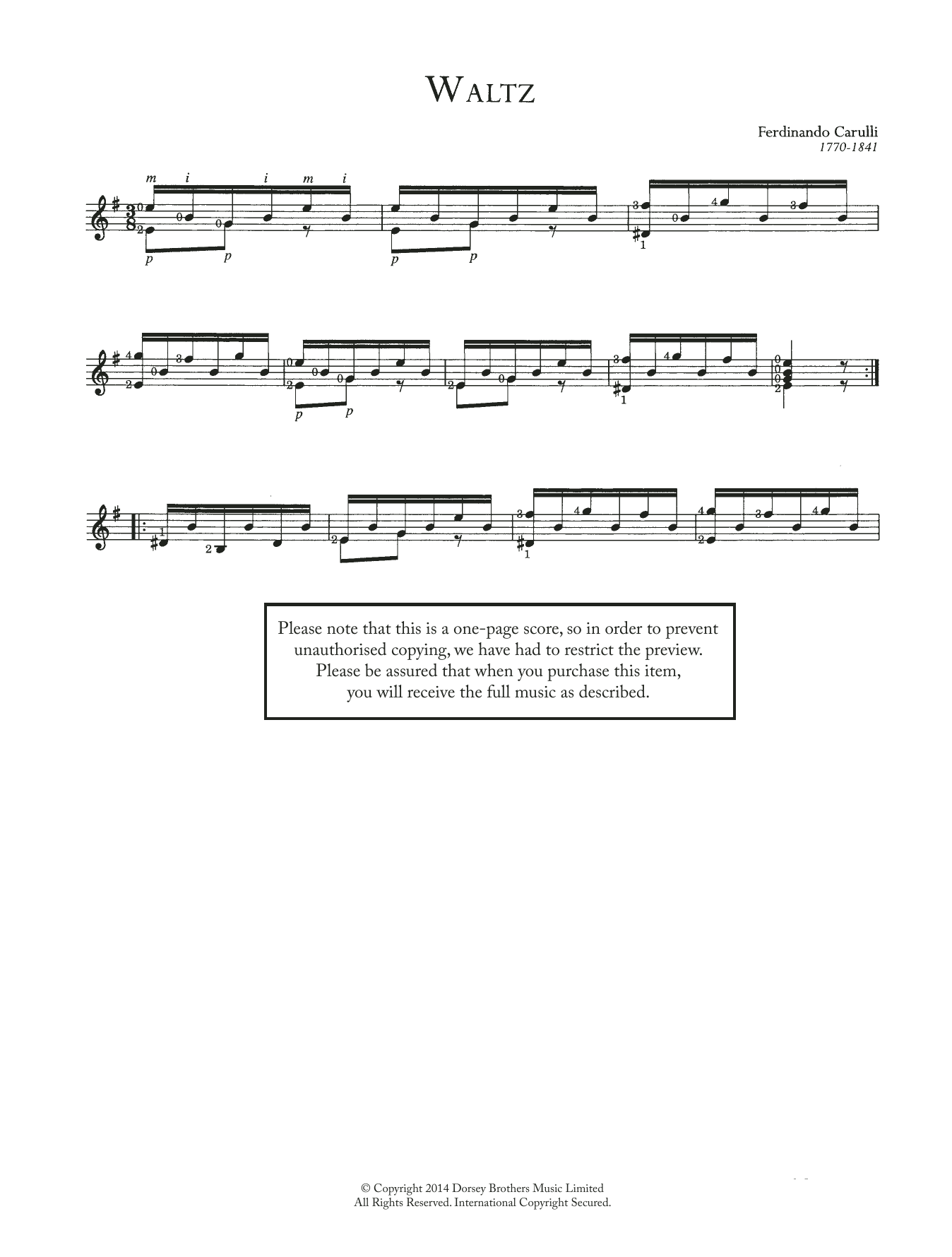 Learn to play Ferdinando Carulli Waltz sheet music for Guitar in minutes. Ferdinando Carulli Waltz sheet music preview music notes and score for Guitar including 2 page(s)