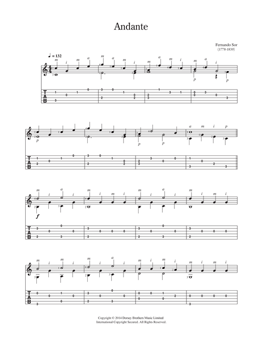 Learn to play Fernando Sor Andante sheet music for Guitar in minutes. Fernando Sor Andante sheet music notes and chords