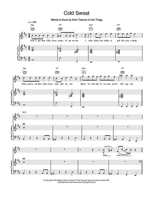 Learn to play Five Cold Sweat sheet music for Piano, Vocal & Guitar in minutes. Five Cold Sweat sheet music notes and chords